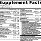 Supplement facts label with detailed nutritional information on a white background