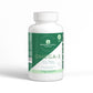 Omega-3 supplement bottle with green label on a white background
